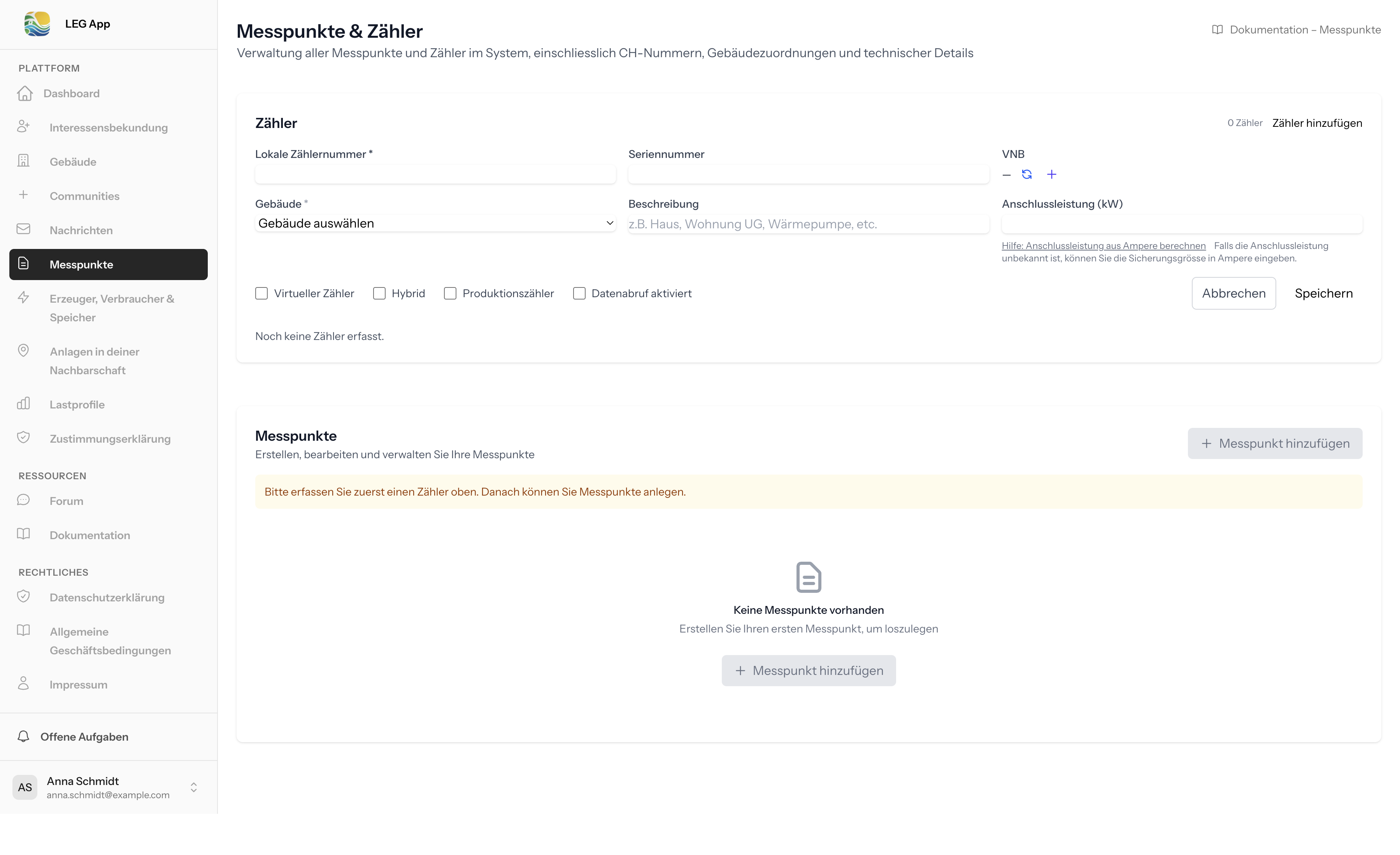 Messpunkte Übersicht